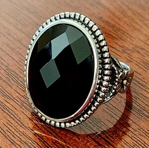 ESTATE! Designer SIGNED ATR 14K GOLD 925 Sterling Silver Black Onyx Ring-sz.7